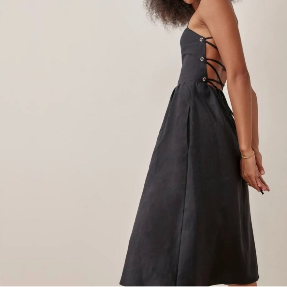 Reformation Black Pepper Linen Dress
